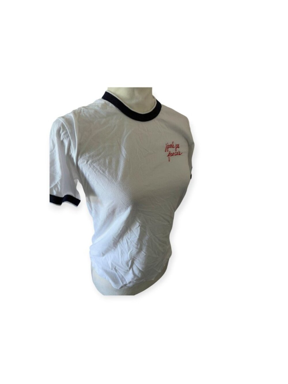 La Ligne Embroidered "J'parle pas français" Ringer Tee Listing SZ M - Picture 8 of 13